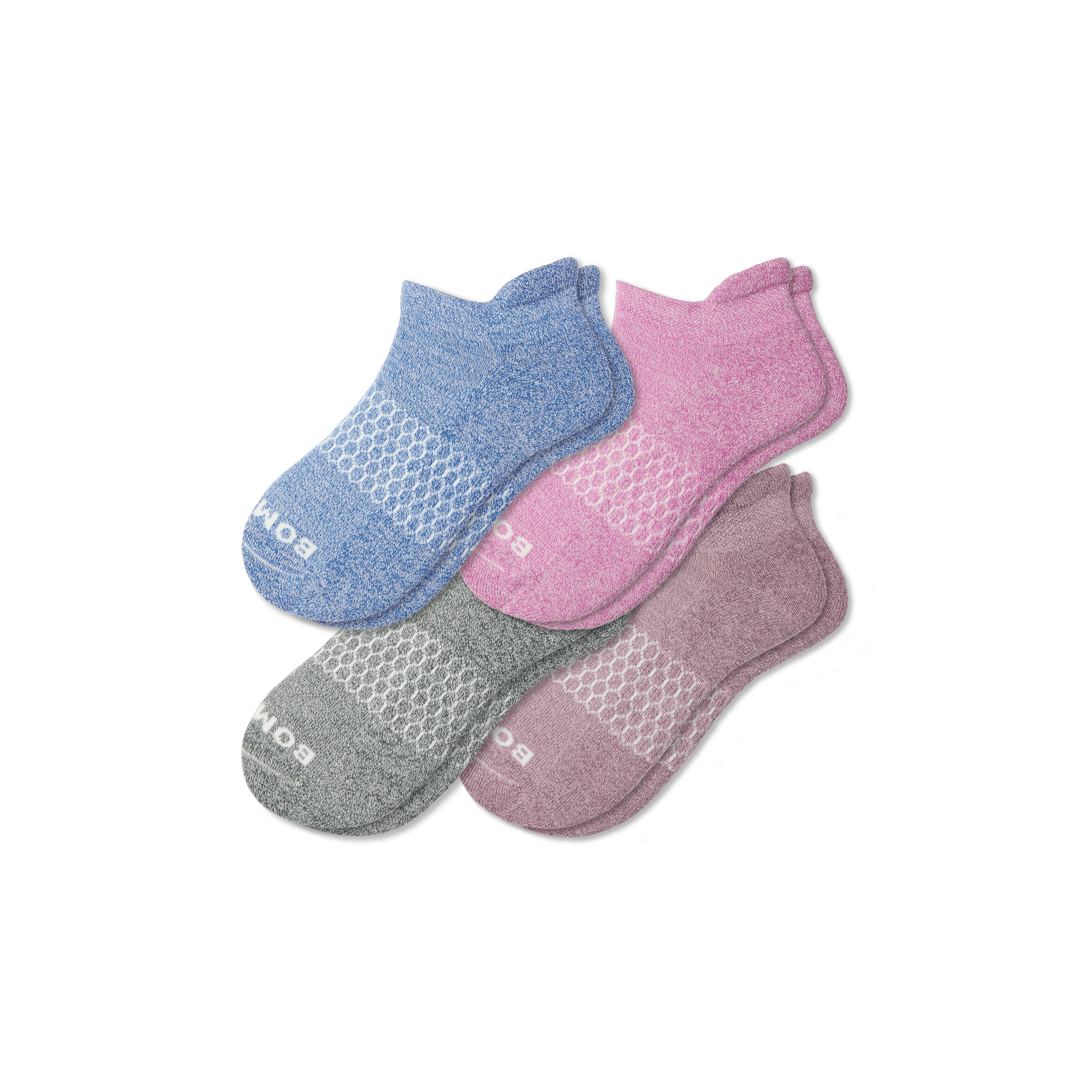 Women's Marl Ankle Sock 4-Pack - Plum Moss Mix - Medium - Cotton Blend - Bombas | Bombas