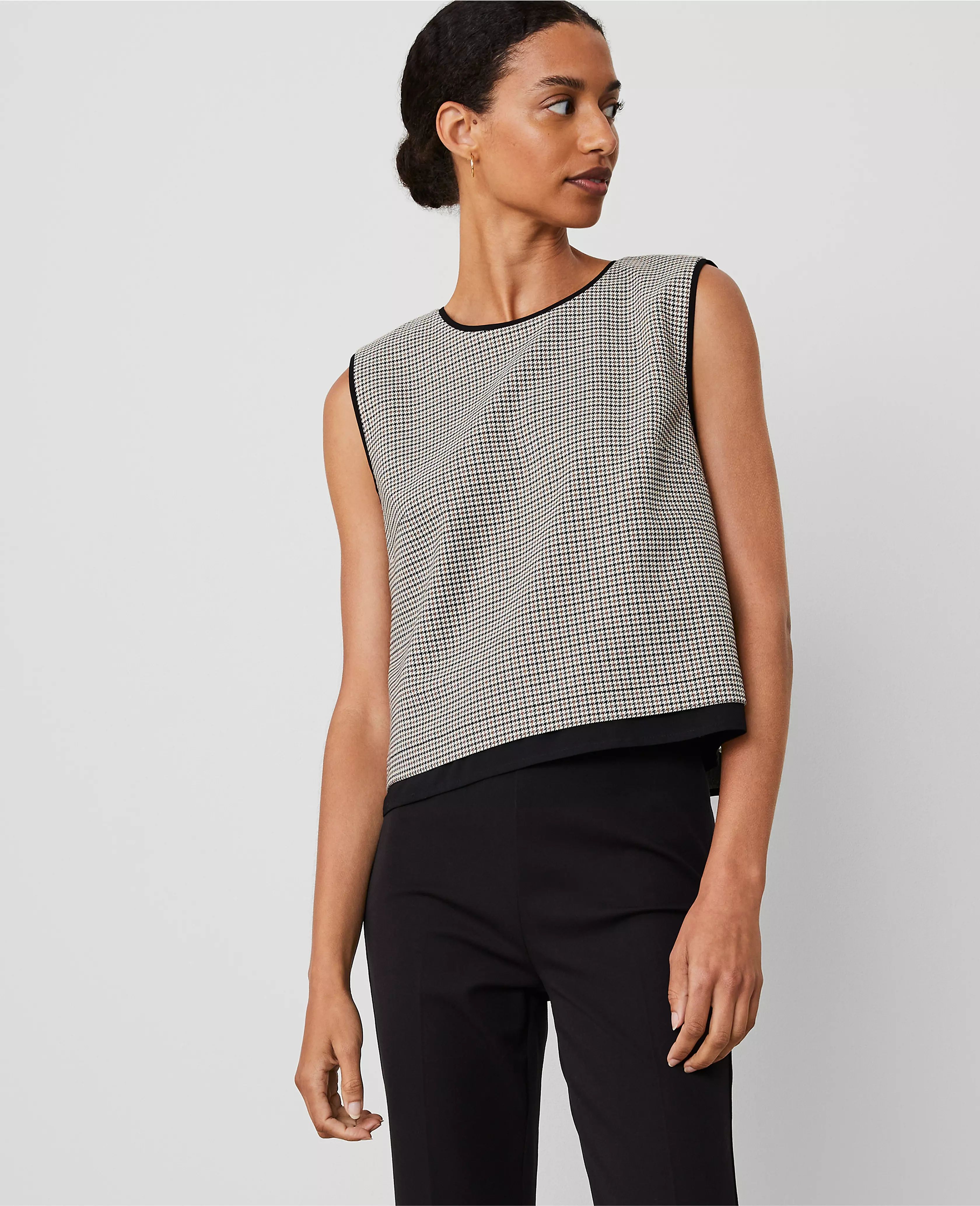 Houndstooth Piped Tank | Ann Taylor (US)