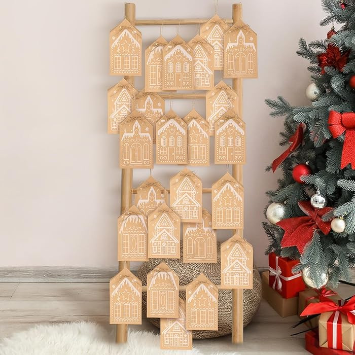 Epakh 24 Pcs Christmas Gingerbread House Gift Bags Winter Snow Gingerbread House Kraft Paper Bags... | Amazon (US)