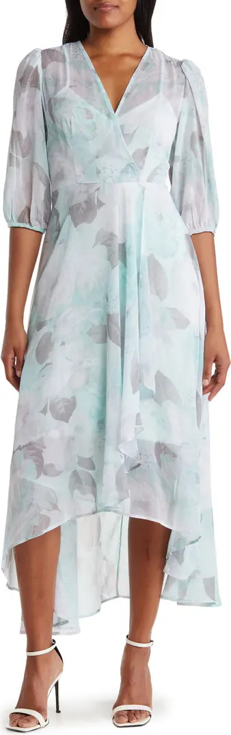 Floral Print Chiffon Midi Dress | Nordstrom Rack