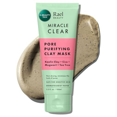 Rael Face Mask, Miracle Clear Clay Mask – Deep Pore Cleanser with Tea Tree & Gentle Exfoliation for Blackheads, Korean Skin Care (3.4 fl oz) | Amazon (US)