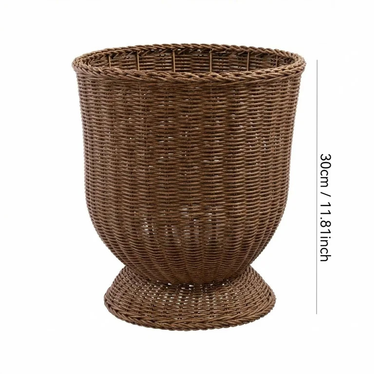 12 Inch Brown Woven Resin Planter，Woven Stylish Planter  Easter Decor Outdoor Indoor Wicker Sty... | Walmart (US)