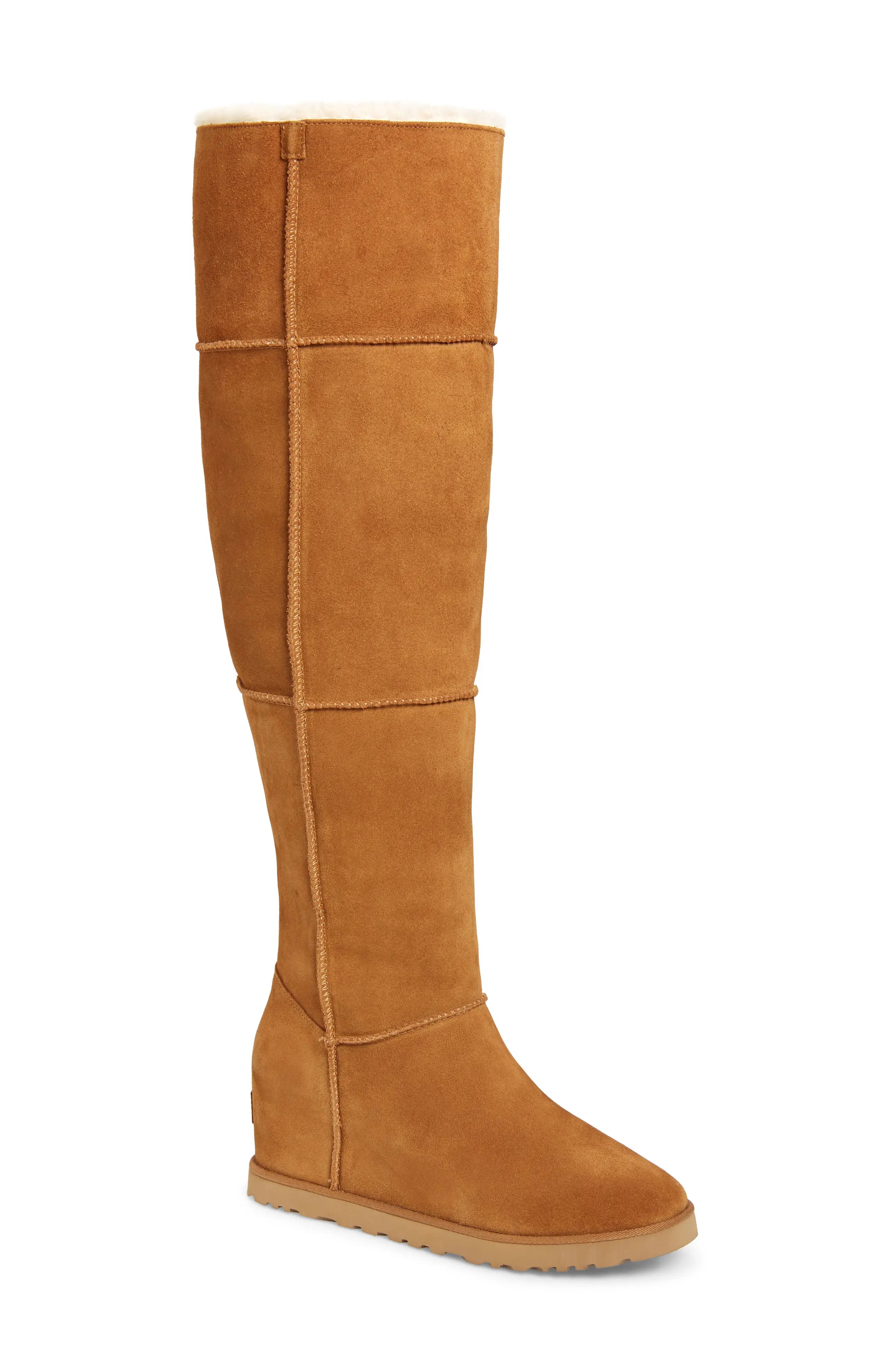 Women's UGG Classic Femme Over The Knee Wedge Boot, Size 6 M - Brown | Nordstrom