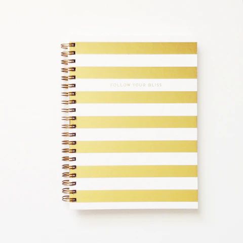 Gold Foil Horizontal Stripe Notebook - Follow Your Bliss | Shop Dandy LLC