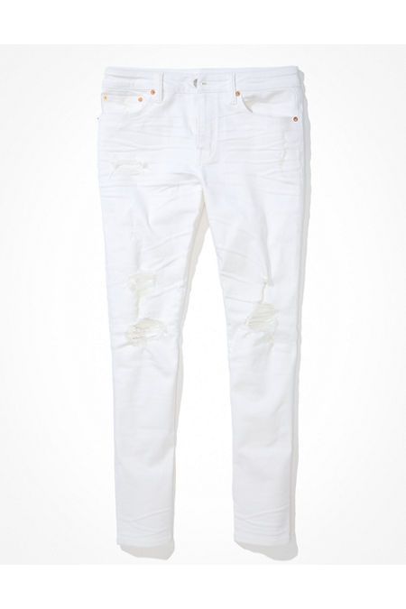 AE AirFlex Ripped Athletic Skinny Jean Men's White Out Destroy 40 X 30 | American Eagle Outfitters (US & CA)