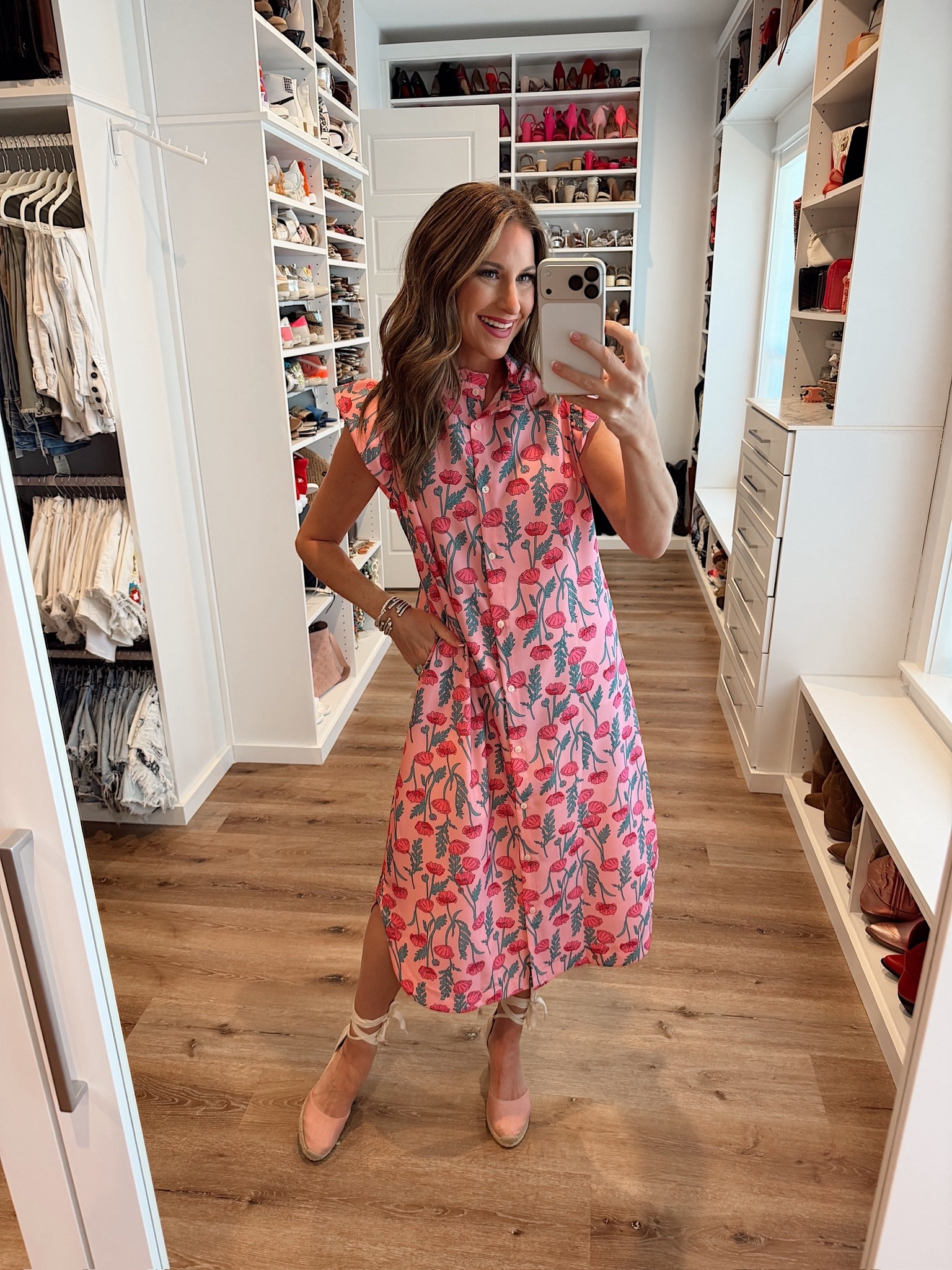 In a small dress, wedges and accessories for spring - fits tts. 

#LTKootd #LTKSeasonal #LTKgrwm