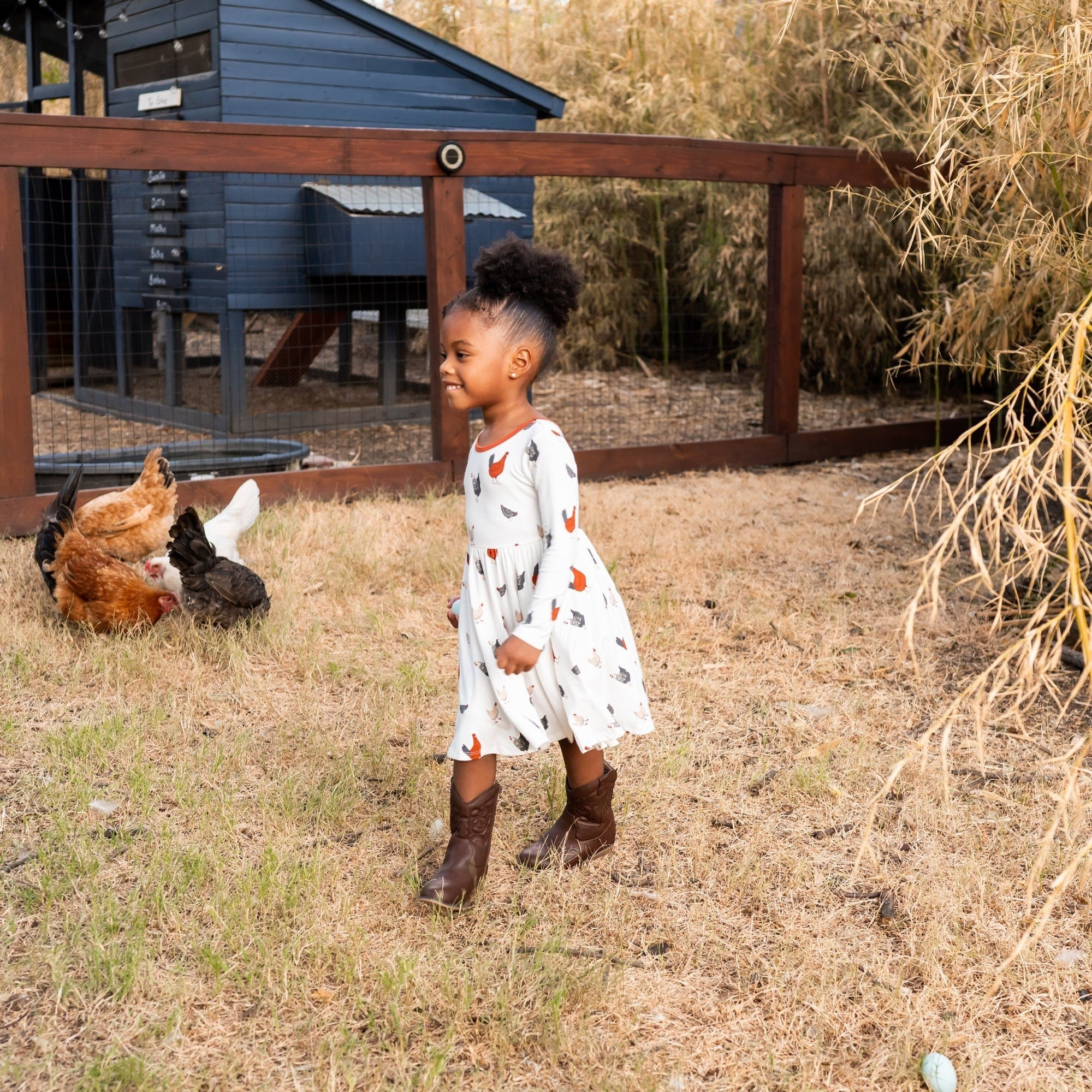 Long Sleeve Twirl Dress in Chick | Kyte BABY