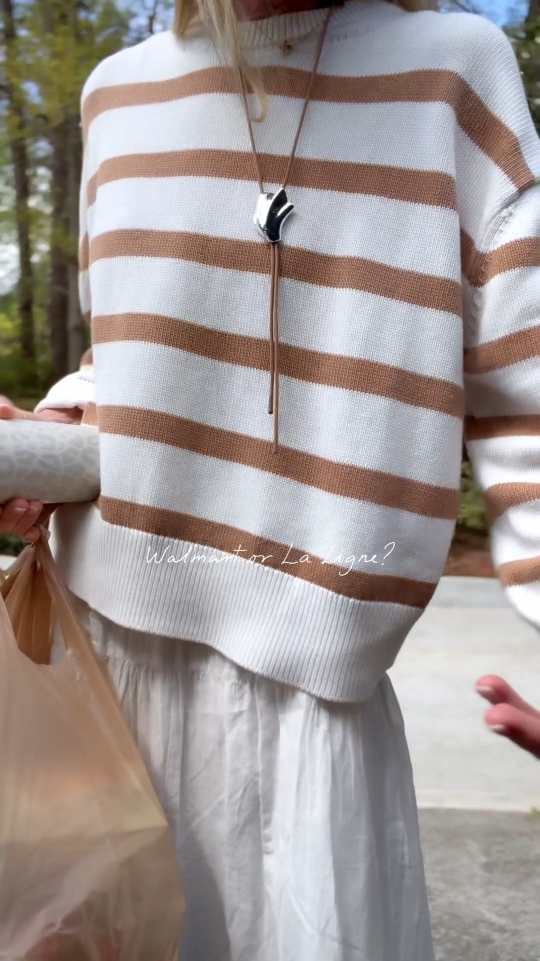 My $20 sweater that looks and feels like the designer one ❤️ trust! Size up 1-2 for slouch and fit! 
Skirt xs and amazon sandals are restocked! 