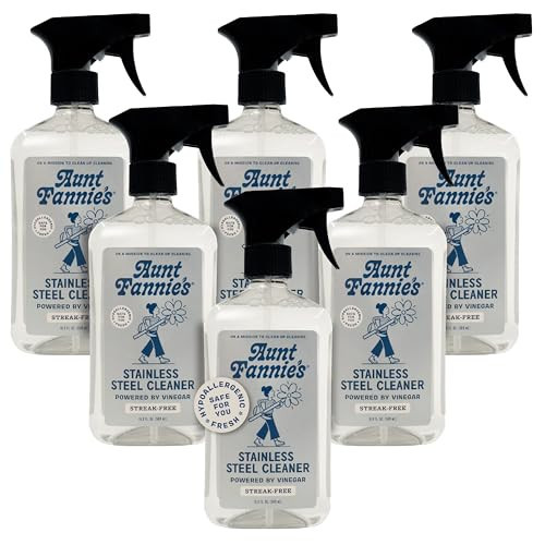 Aunt Fannie's Stainless Steel Spray Cleaner, Powered by Vinegar, Fingerprint and Residue Remover for Refrigerator, Dishwasher, Oven, Grill, Sink, Stovetop, and Other Appliances, Pack of 6 | Amazon (US)