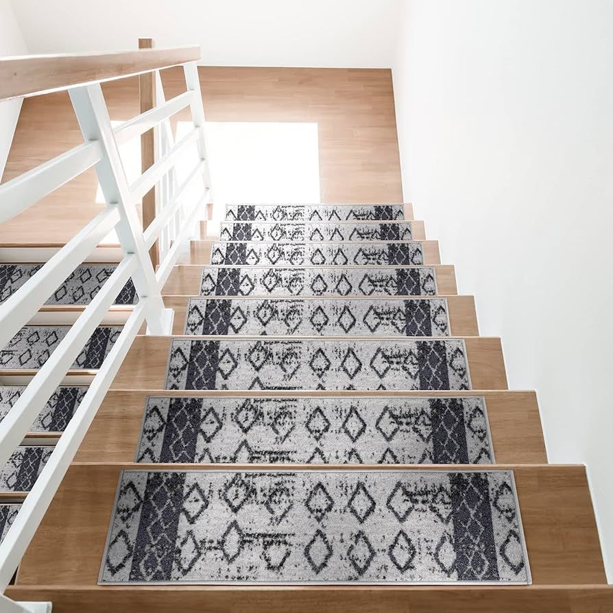 Antep Rugs Non Slip Stair Treads Carpet Bohemian Distressed Peel and Stick Alfombras, Set of 13, ... | Amazon (US)