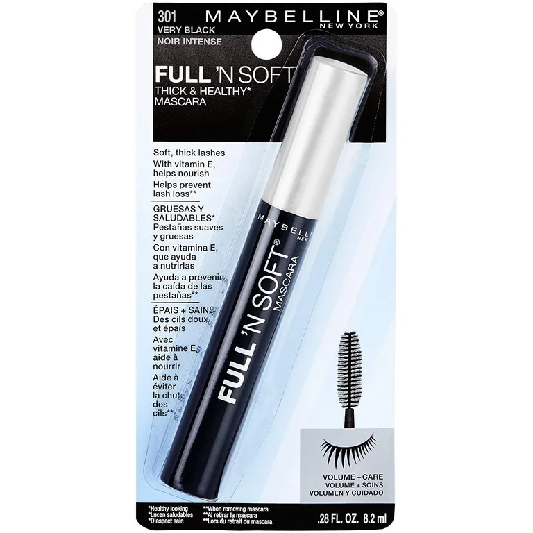 Maybelline Full 'N Soft Washable Mascara, Very Black, 1 Tube | Walmart (US)