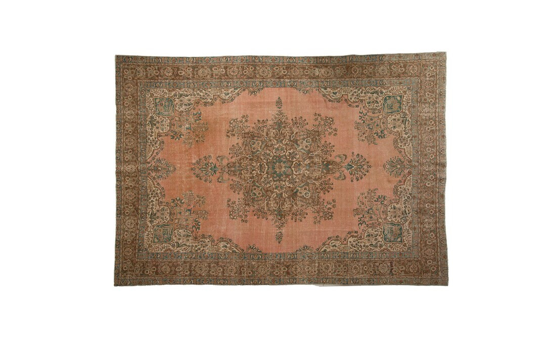 Pink Teal Area Rug, Oversize Oushak Rug, Bohemian Turkish Rug, Vintage Rug, Dining Rug, 9.6x13.1 ... | Etsy (UK)