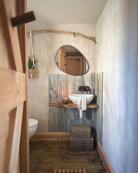 Farmhouse bathroom with wabi sabi styling - creating space in a small family bathroom 

#LTKfindsunder100 #LTKfamily #LTKhome