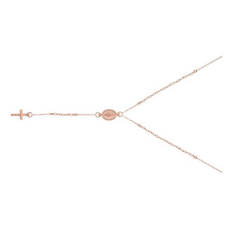 Simulated Pearl Beads Rosary Necklace Rose Gold-Tone Plated Sterling Silver 18""+2 | Walmart (US)