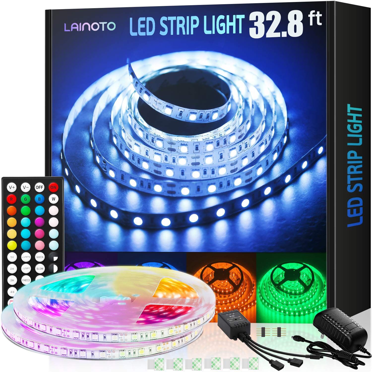 LED Strip Lights 16.4ft x 2 Rolls 5050 RGB 32.8ft Color Changing Lights Flexible Tape 300 LEDs Light | Amazon (US)