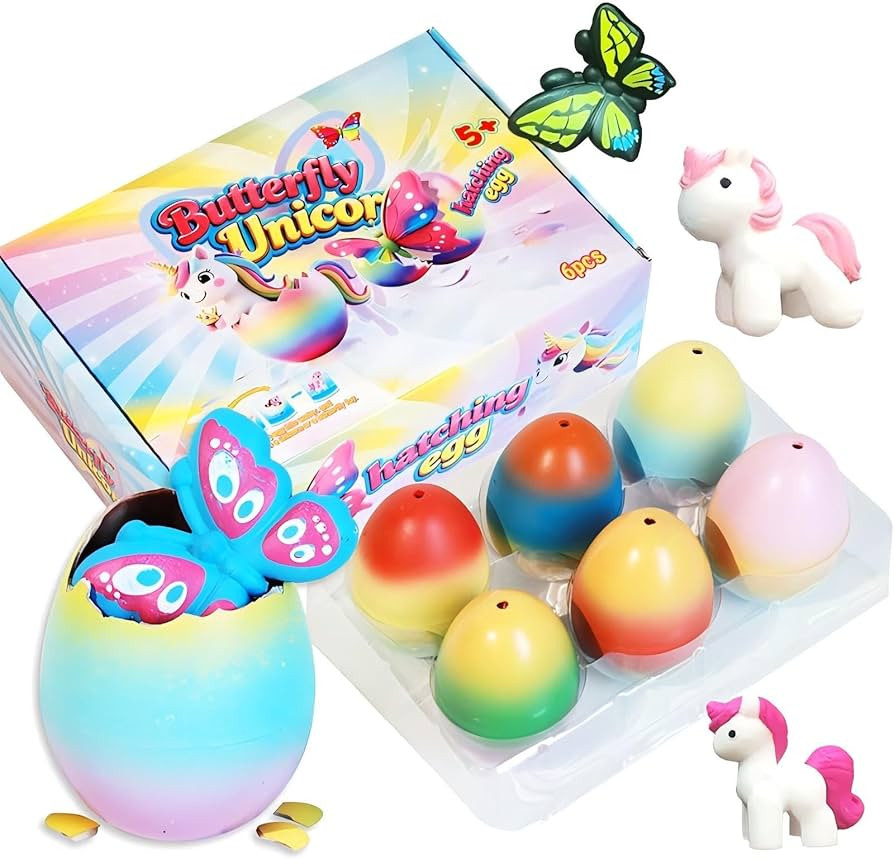 Animals Little Horse Hatching Surprise Eggs–6 Pack Multicolor Unicorn&Butterfly Growth Eggs for... | Amazon (US)