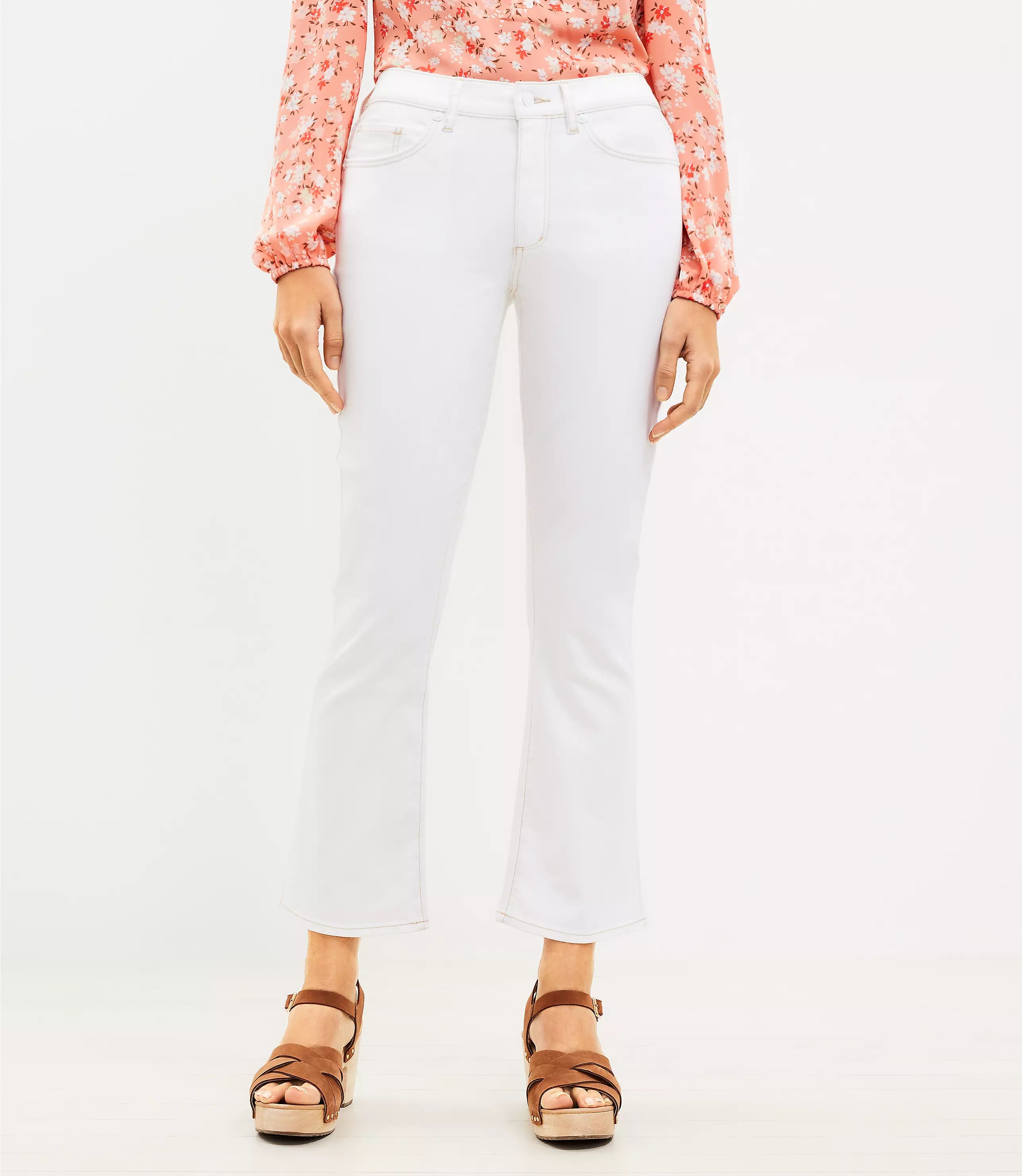 Curvy High Rise Kick Crop Jeans in White | LOFT