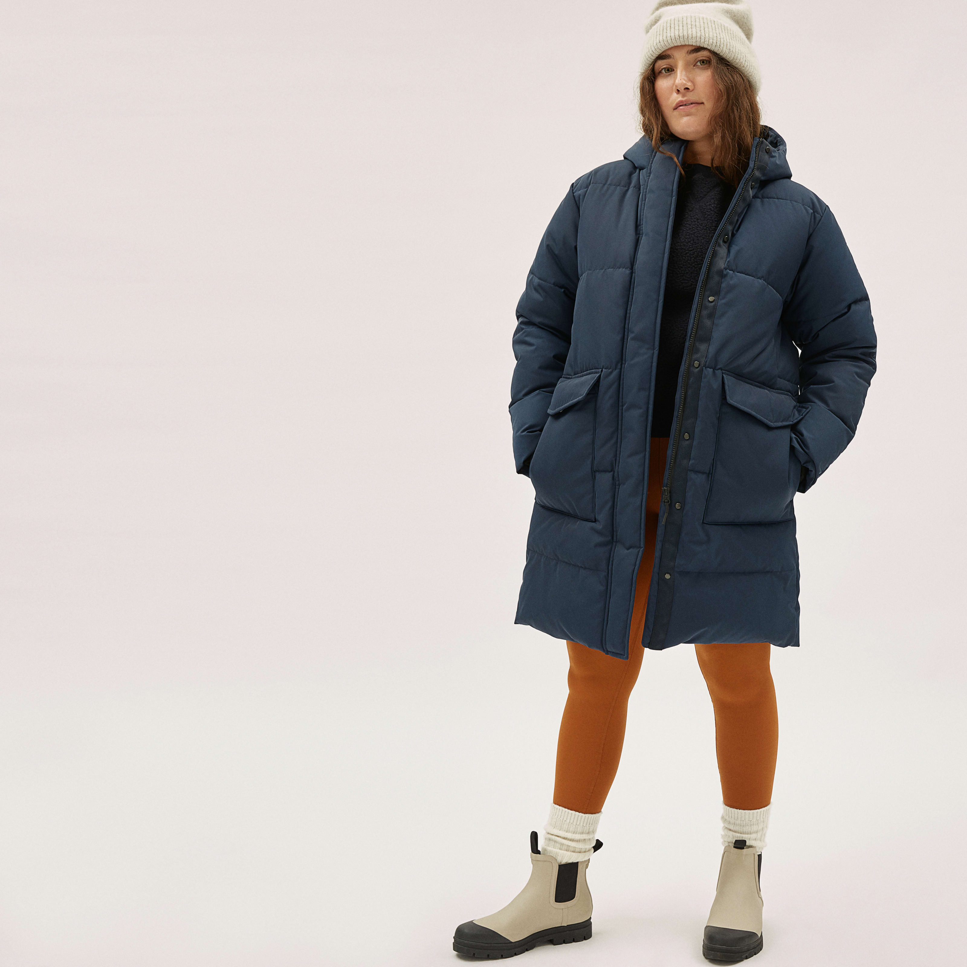 Women's ReNew Long Puffer Coat by Everlane in True Navy, Size XXS | Everlane