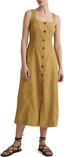 Button Front Linen Midi Dress | Nordstrom