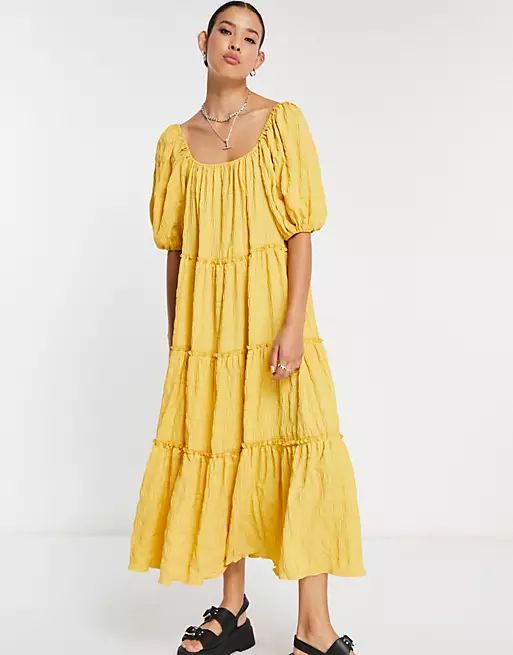 Emory Park maxi smock dress with tiered skirt in texture | ASOS (Global)