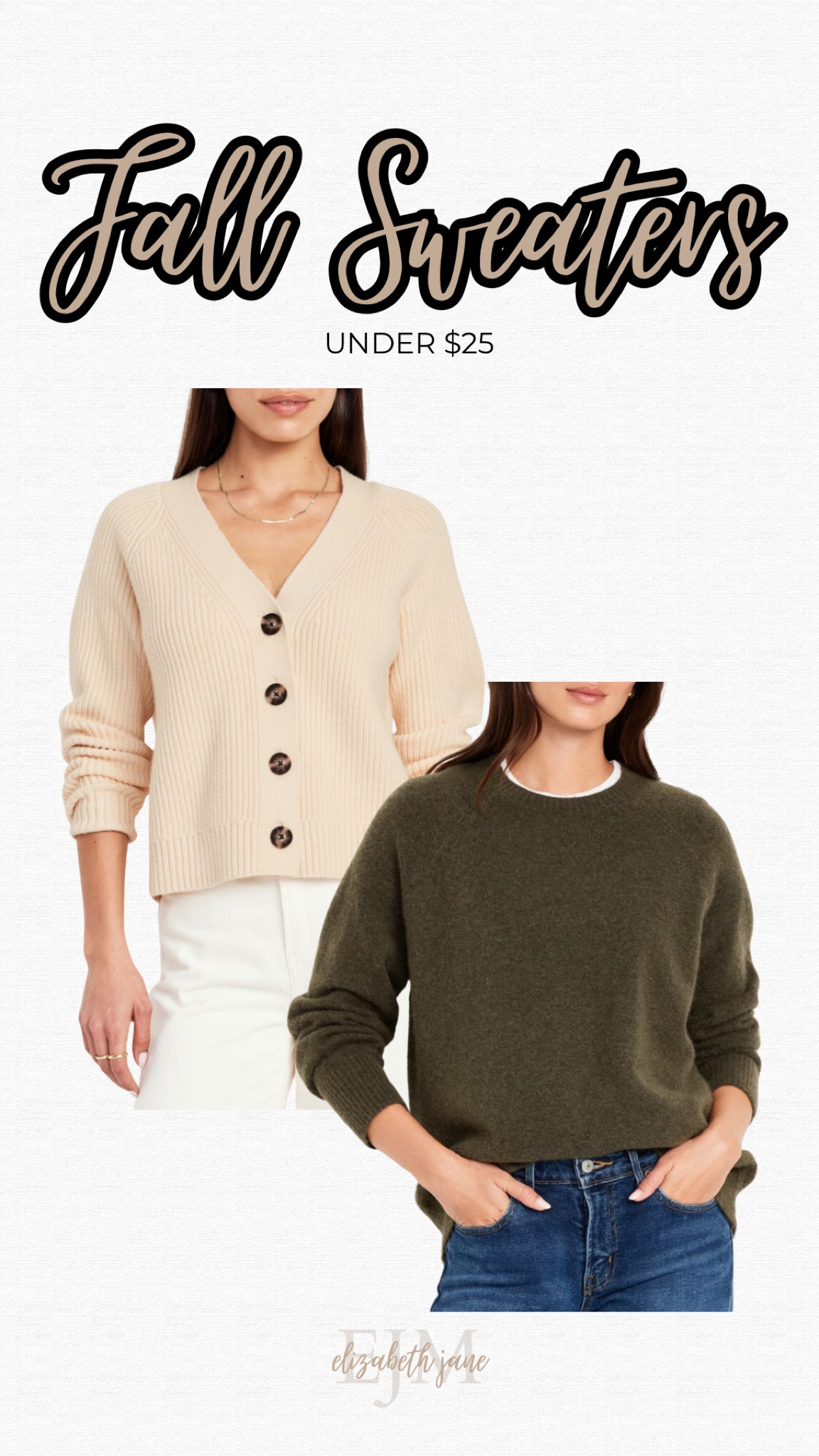 Fall Sweaters Under $25
Old Navy Sale!

Fall sweaters, fall clothes, fall tops, fall cardigans, fall outfits, affordable fall outfit, fall outfit idea, neutral sweater, button sweater, crew neck sweater, v-neck sweater, sweaters under $20, sweaters under $25, scoop neck sweater, winter clothes, teacher outfit, travel outfit

#LTKFindsUnder50 #LTKSeasonal #LTKSaleAlert