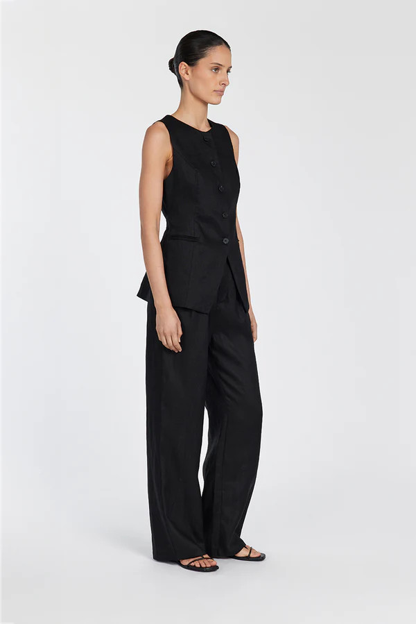 NORAH BLACK LINEN PANT | DISSH