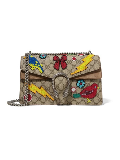 Dionysus small embellished coated-canvas and suede shoulder bag | NET-A-PORTER (UK & EU)