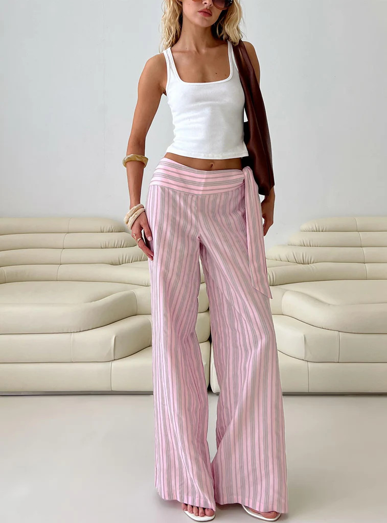 Wave Dancer Tie Pant Pink Stripe | Princess Polly US