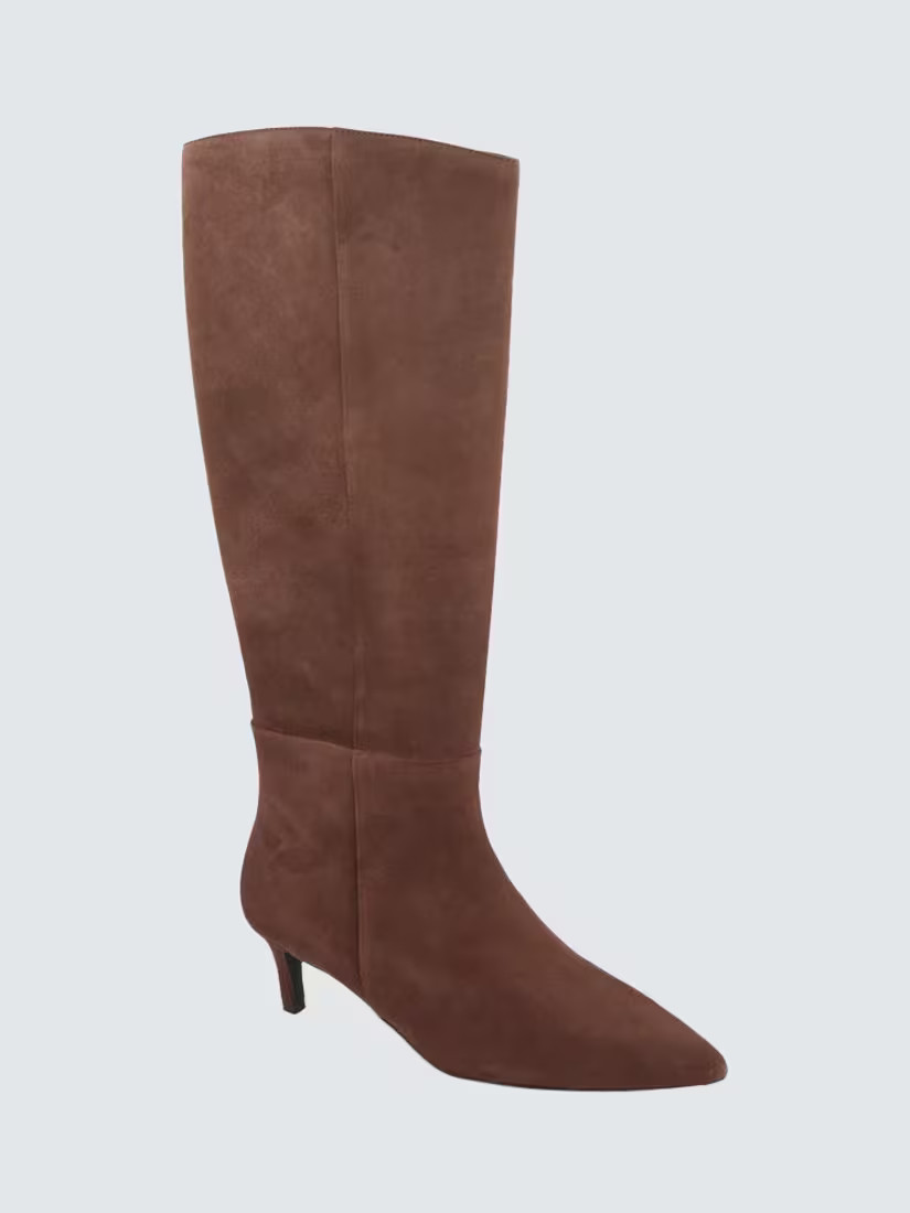 Jones Bootmaker Catia Suede Knee High Boots, Chocolate | John Lewis (UK)