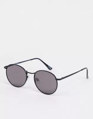 ASOS DESIGN metal round sunglasses in shiny black | ASOS (Global)