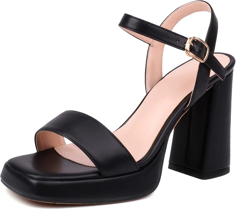 Latasa Block Heels for Women Platform Chunky Heel Open Toe Heeled Sandals | Amazon (US)