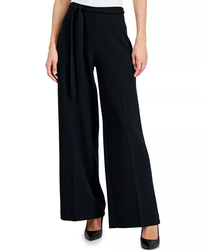 Women's Belted High-Rise Wide-Leg Pants | Macy's