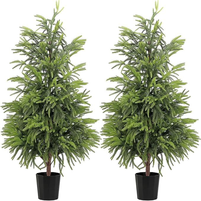 4FT Artificial Norfolk Pine Christmas Tree, Real Touch Faux Potted Tree with Pot for Indoor Outdo... | Amazon (US)