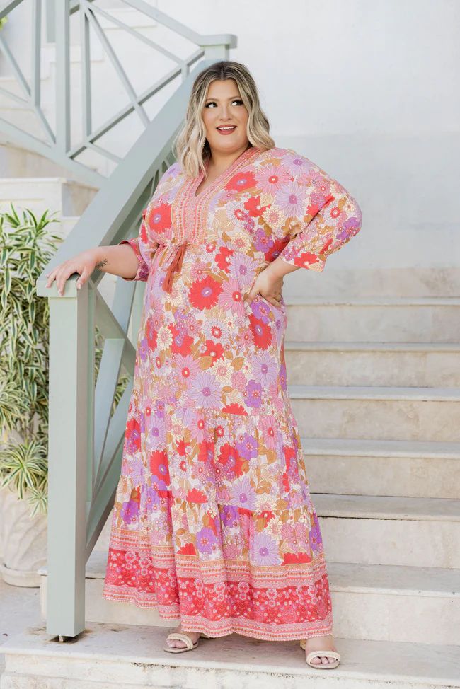 Be Back Never Pink Floral Maxi Dress | Pink Lily
