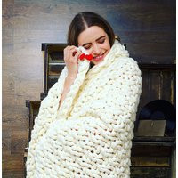 Chunky Knit Blanket Merino Wool Baby Grey Throw Knitting | Etsy (US)