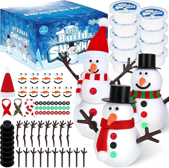9 Pack Christmas Crafts, DIY Christmas Snowman Clay for Kids, Build Your Snowman Craft Kit, Model... | Amazon (US)