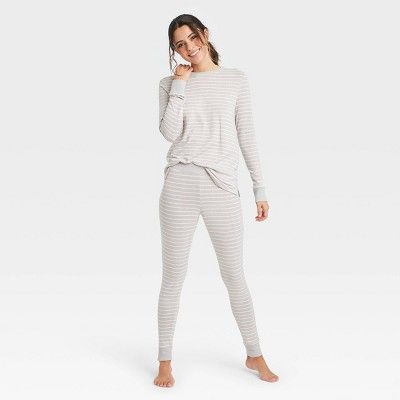 Women's Striped Cozy Long Sleeve Top and Leggings Pajama Set - Stars Above™ | Target