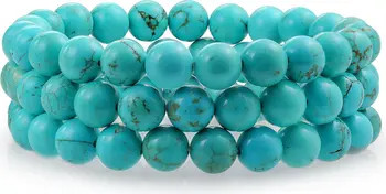 Set of 3 Turquoise Bead Multi Strand Stretch Bracelet | Nordstrom Rack