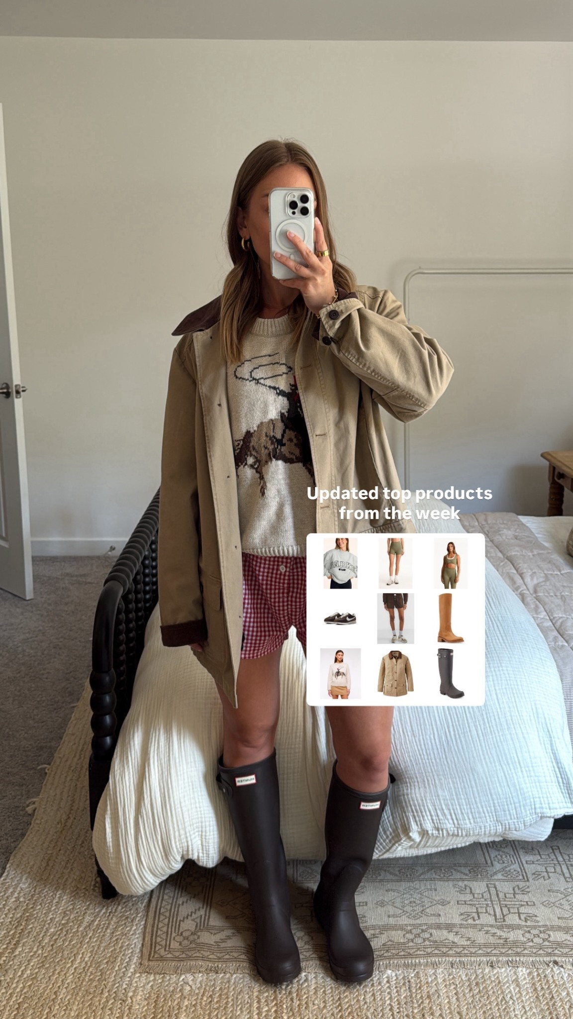 8/22/25 This past week’s top favorites 🤎 Linking all of the pieces you’ve been loving most:

• L.L. Bean barn coat (still a #1 bestseller)
• Hunter boots (a constant top seller for weeks now)
• Steve Madden Frye boot dupes
• Nike Cortez sneakers
• Aritzia brown boxer shorts
• Abercrombie cowgirl sweater
• Parke x Set Active mock neck crewneck
• Parke x Set Active workout set

So many cozy staples + versatile pieces that are perfect for fall ✨

#LTKSeasonal #LTKShoeCrush #LTKStyleTip