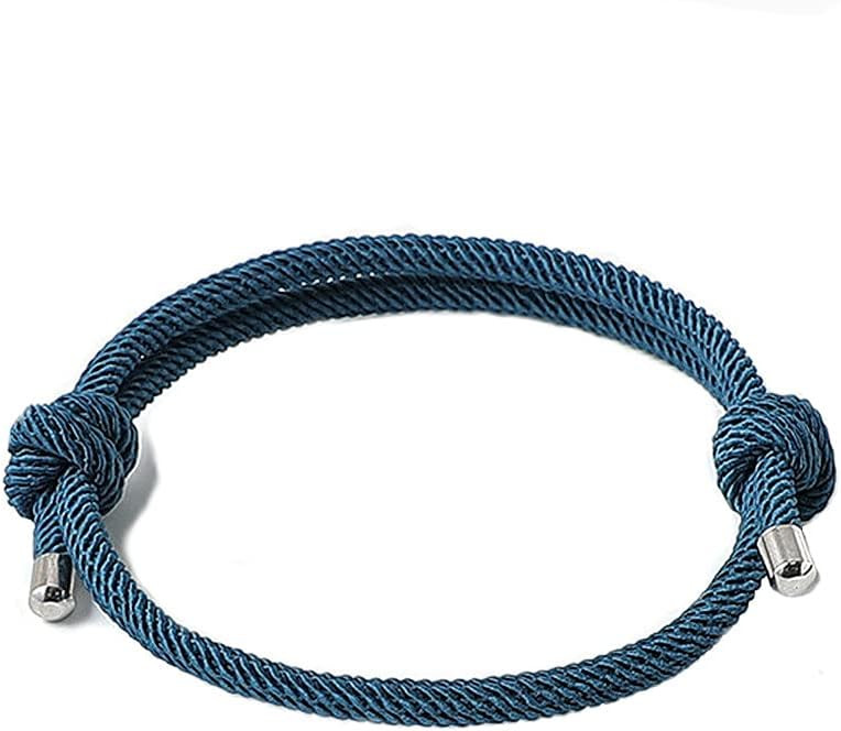Nautical Woven Friendship Rope Boho Bracelet Handmade Braided Wrap String Steel Charm Adjustable | Amazon (US)