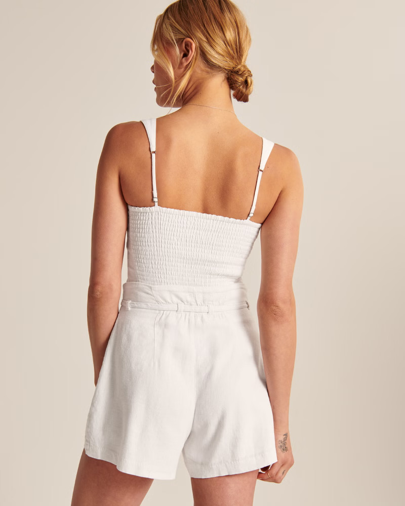 Pleated Wide Strap Button-Through Cami | Abercrombie & Fitch (US)