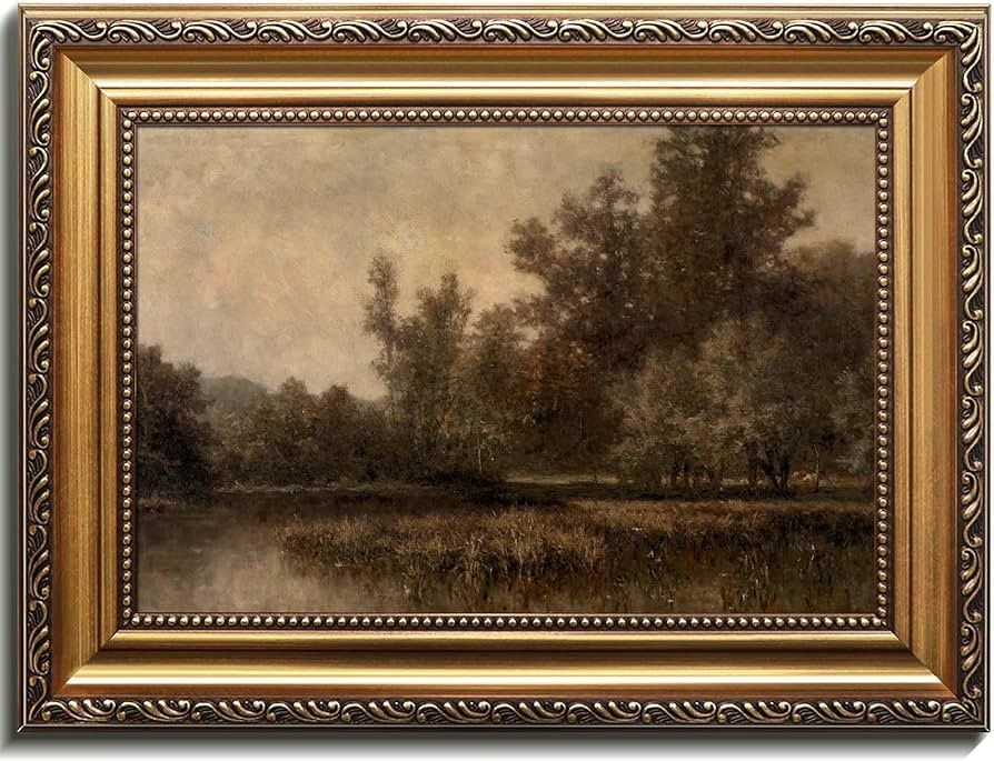 uniro Vintage Gold Framed Wall Art, Farmhouse Wall Decor Dark Moody Fall Canvas Art Prints Painti... | Amazon (US)