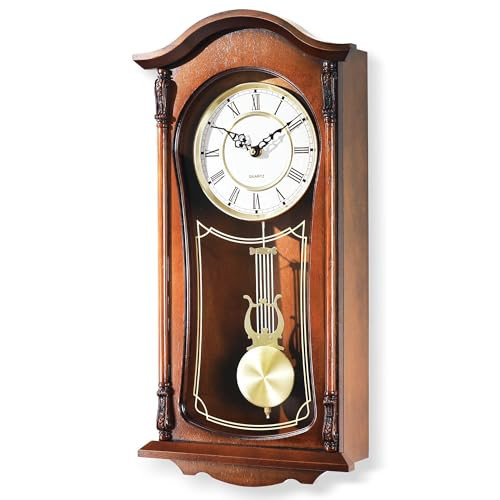 AYRELY® 22IN Grandfather Vintage Wall Clock with Pendulum and Chime, Hour/Quarter-Hour Chime, Mahogany Wooden Frame, Large Vintage Wall Clock for Living Room,Home Decor Gift | Amazon (US)