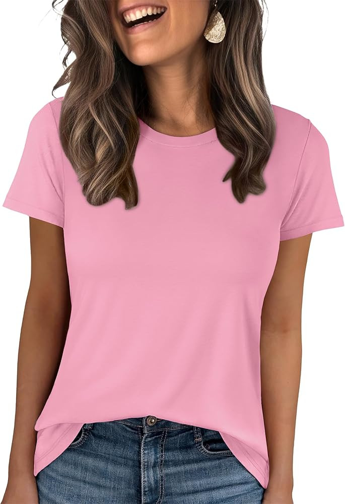 ANRABESS Women Short Sleeve Tops Summer Basic Tee Wrinkle-Free Trendy Cute T Shirts 2026 Spring B... | Amazon (US)
