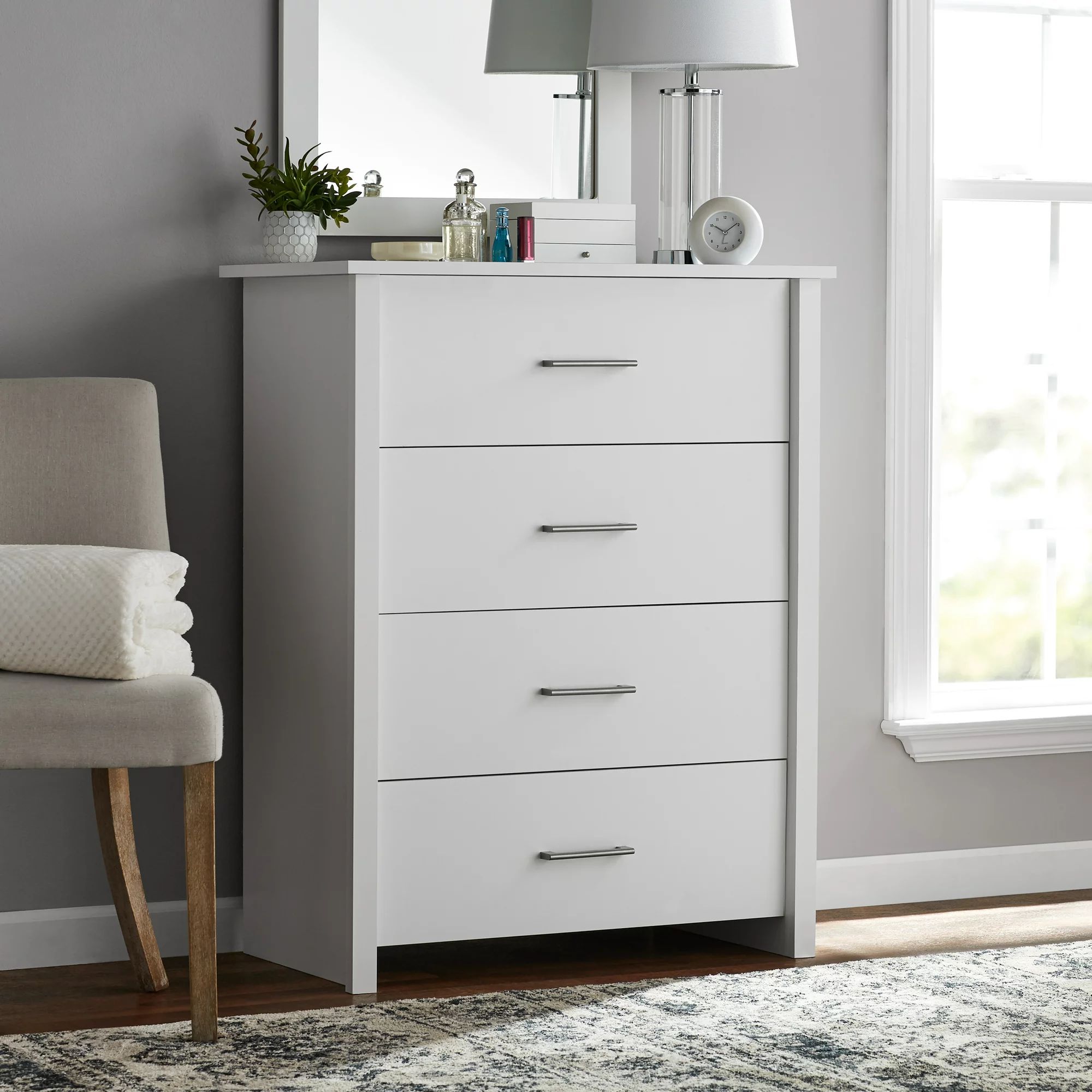Mainstays Hillside 4-Drawer Dresser, Soft White Finish | Walmart (US)