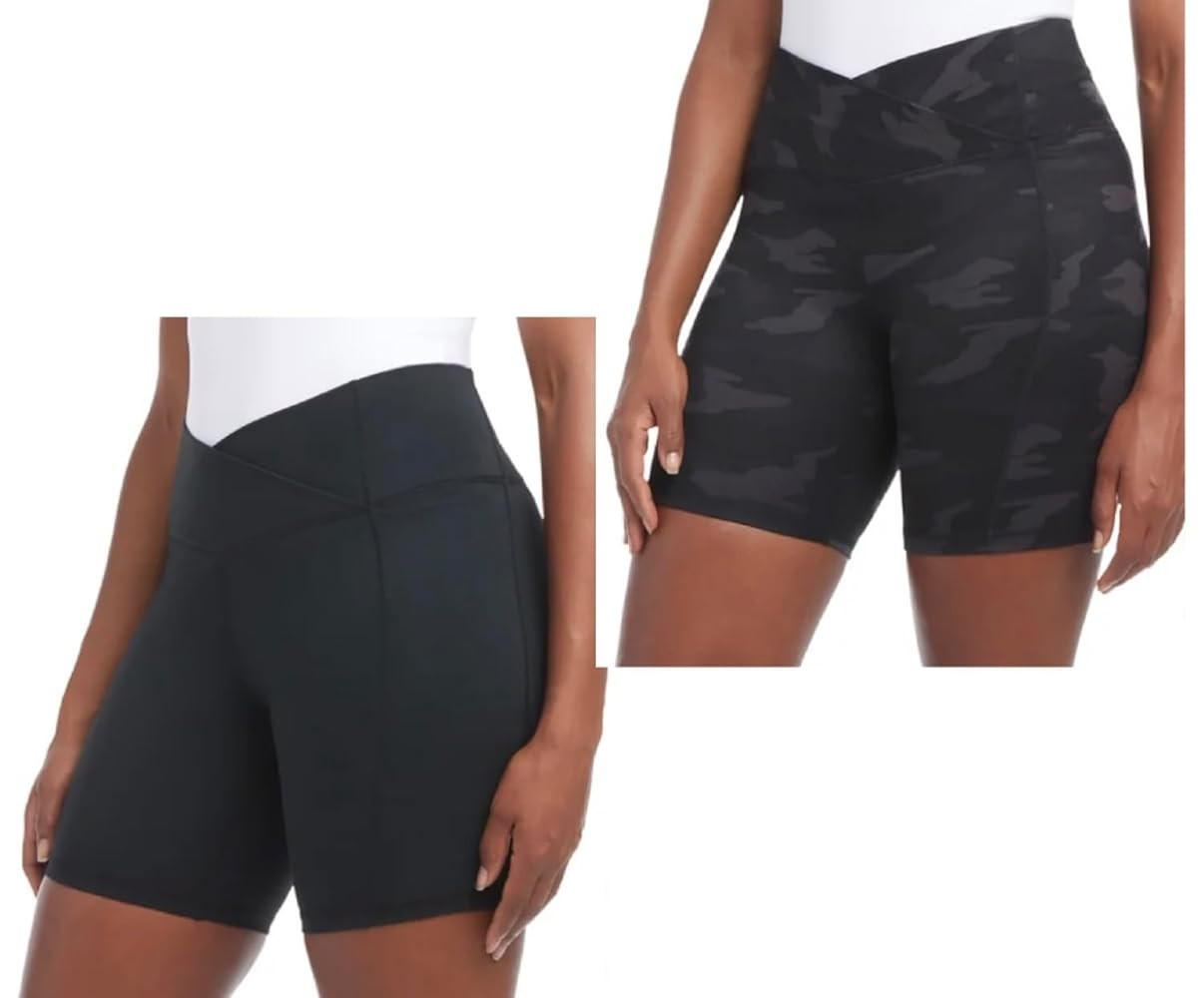 Danskin Women's 2 Pack Cross Waist Bike Shorts | Amazon (US)