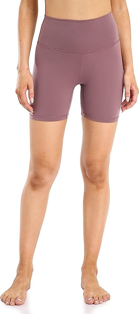 YUNOGA Women's High Waisted Yoga Short 6" Inseam Workout Athletic Biker Shorts | Amazon (US)