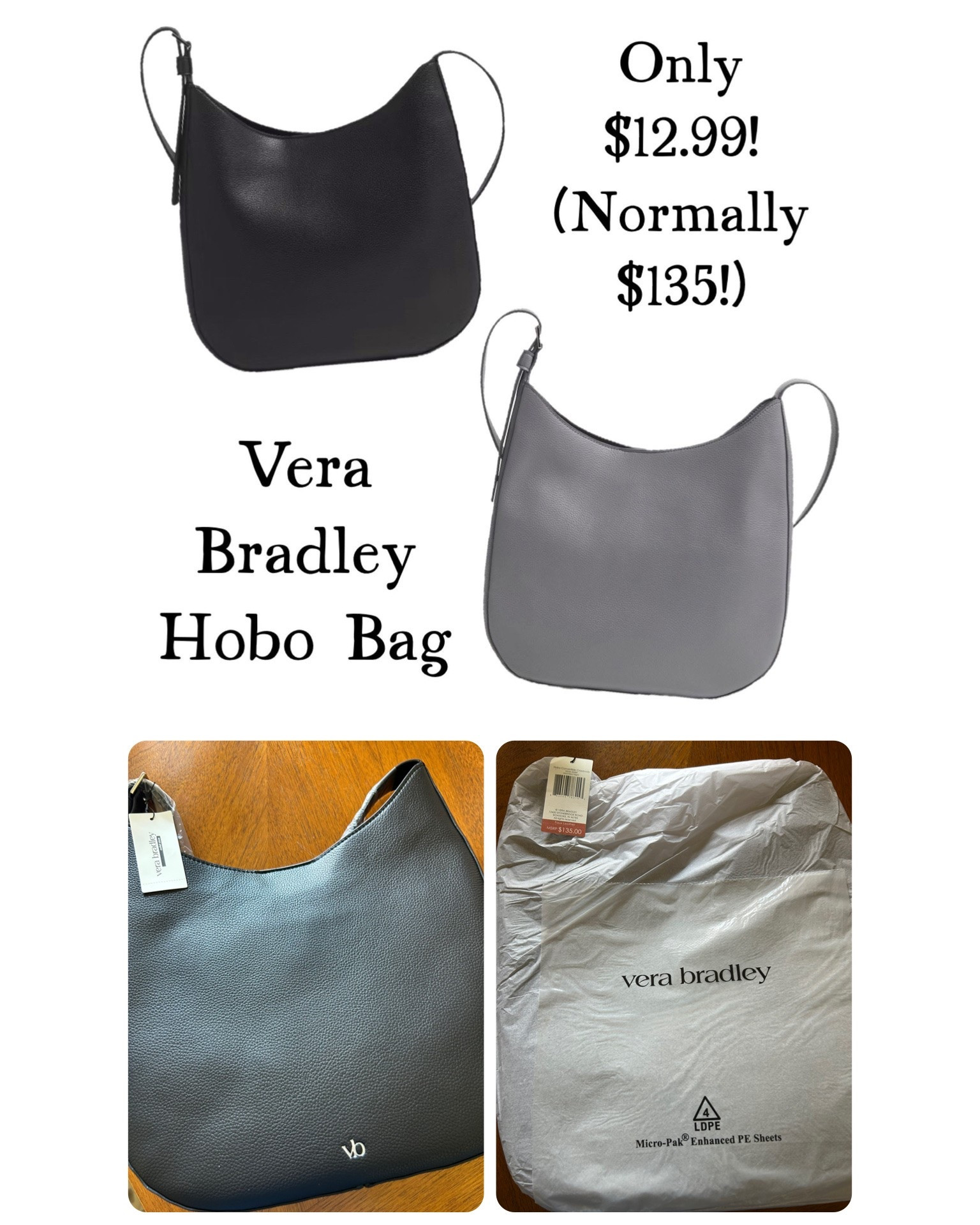 Tons of us took advantage of this AMAZING deal yesterday - and mine already showed up so I wanted to share it again! (See pics)

Target marked down the Vera Bradley Hobo Bag to only $12.99 right now - normally $135 😳 Incredible deal that will be gone in a flash 🙌🏻 So beautiful in person, and would make an incredible gift 🖤🩶

#LTKSaleAlert #LTKootd #LTKActive