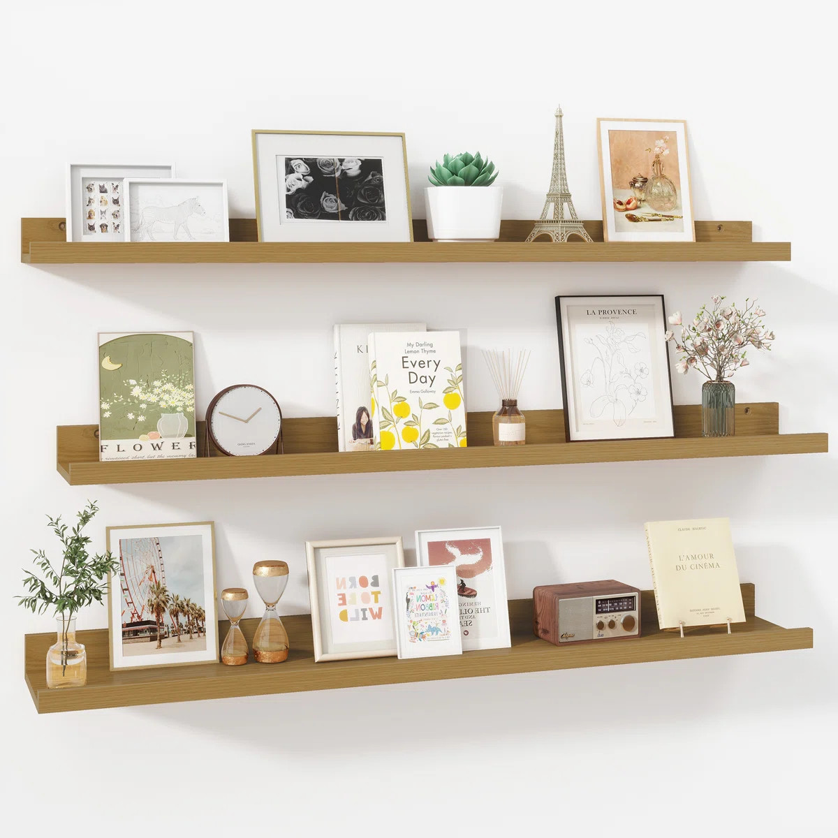 Wall-Mounted Floating Shelves for Bedroom, Living Room (Set of 3) | Wayfair North America