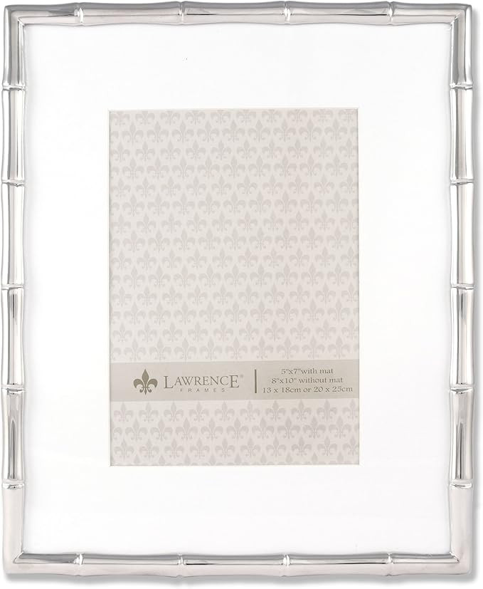 Lawrence Frames Bamboo Design Metal Frame, 8x10, Matted 5x7, Silver | Amazon (US)